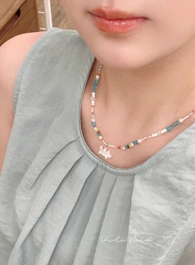 贝壳小狗彩色串珠项链