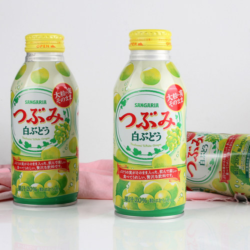 【新品】日本进口SANGARIA三佳利白葡萄大粒果肉果汁果味饮料380g - 图1