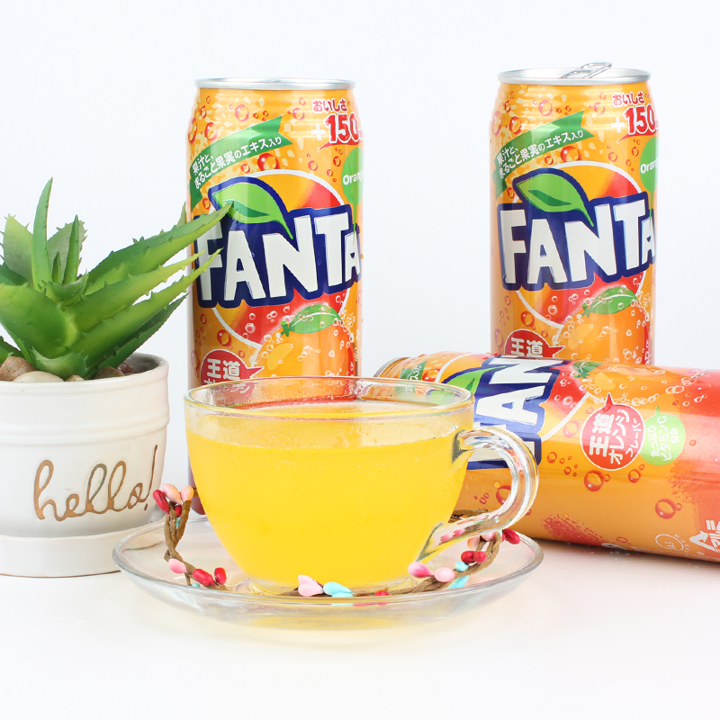 日本进口Fanta/芬达橘子味+葡萄果汁碳酸饮料无添加人工色素500ml - 图1