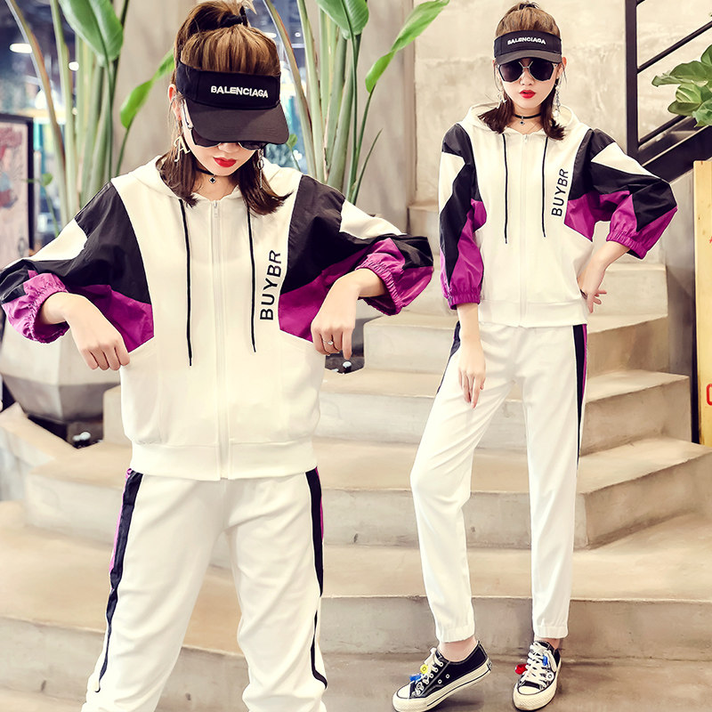 欧货运动套装女夏洋气宽松韩版时尚 雪时力休闲运动套装