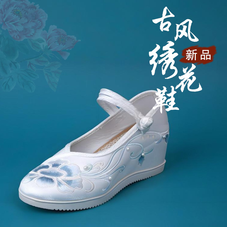 新款古风汉服鞋子女老北京布鞋内增高民族风绣花鞋旗袍厚底高跟鞋,淘宝优惠券,粉丝福利购,淘宝优惠卷
