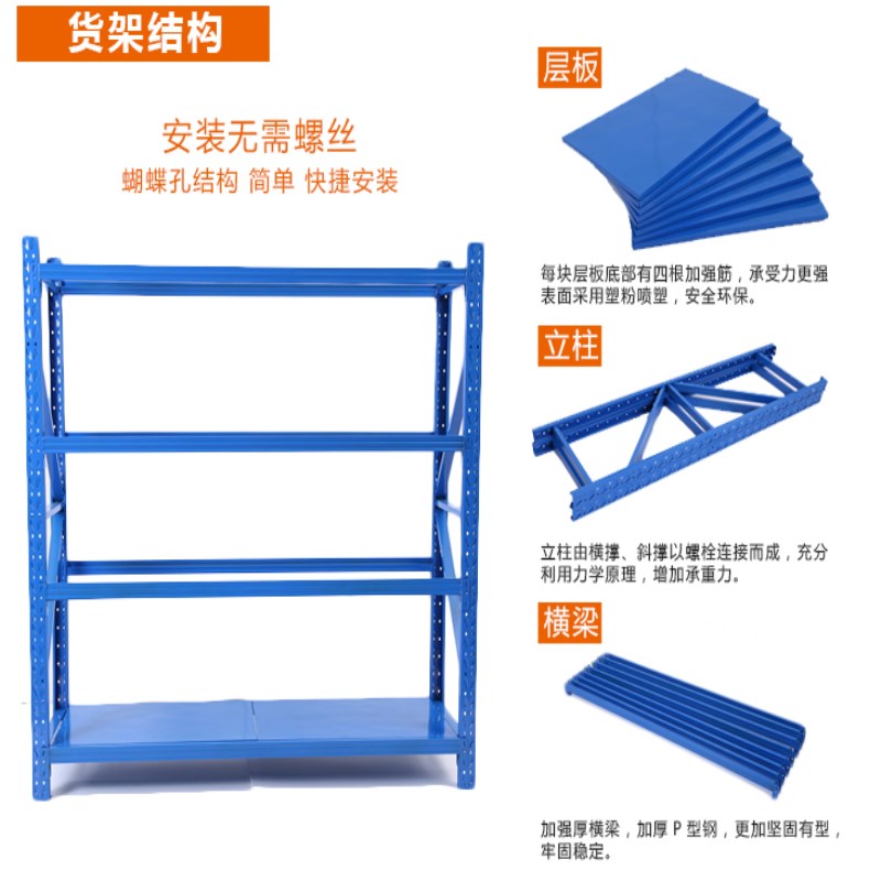 深圳中型仓储货架仓库重型置物架库房服装家用展示架铁架厂家直销 - 图2