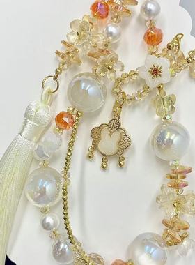 49【夭夭鎏华】粉金手机链配饰高级感手机挂链包包挂饰带垫片挂绳