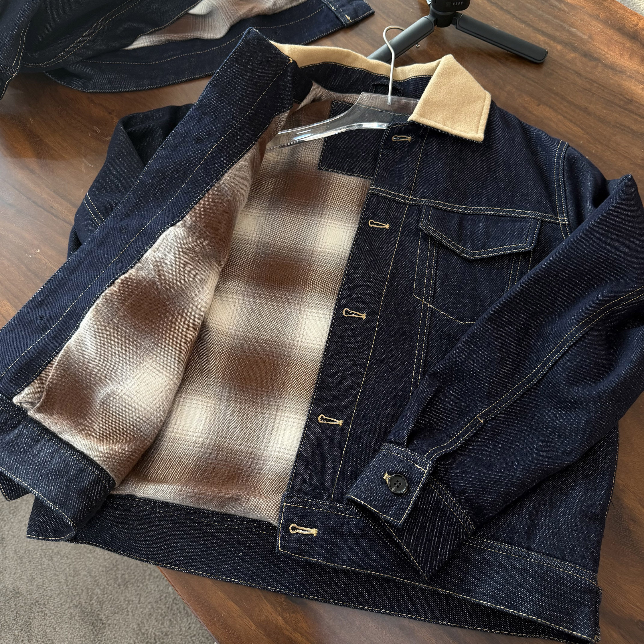 SEASON MARK美式牛仔翻领撞色外套商务休闲百搭通勤男士夹克套装,淘宝优惠券,粉丝福利购,淘宝优惠卷