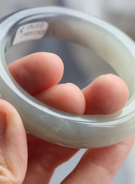 保真天然和田玉手镯51圈口证书编号6120763烟紫青白色 青海料