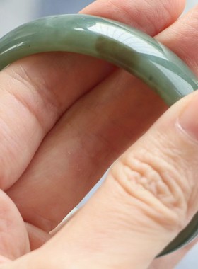 保真天然和田玉手镯55圈口证书编号9260795且末蓝青色 新疆且末料