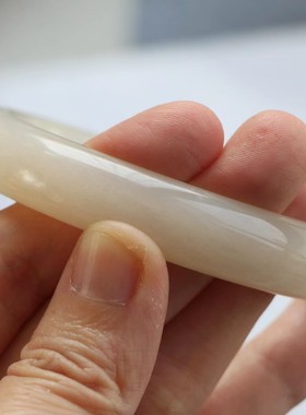 保真天然和田玉手镯56圈口证书编号8131894和田玉藕粉色 青海料