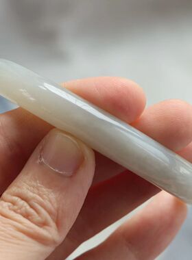 保真天然和田玉手镯56圈口证书11400719和田玉烟白色 青海料