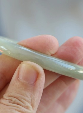 保真天然和田玉手镯55圈口证书编号11120427和田玉晴水色青海料