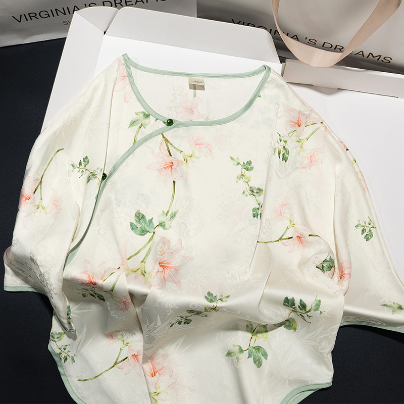 上海故事冰丝睡衣女春夏薄款2025新款汉服国风新中式套装家居睡服