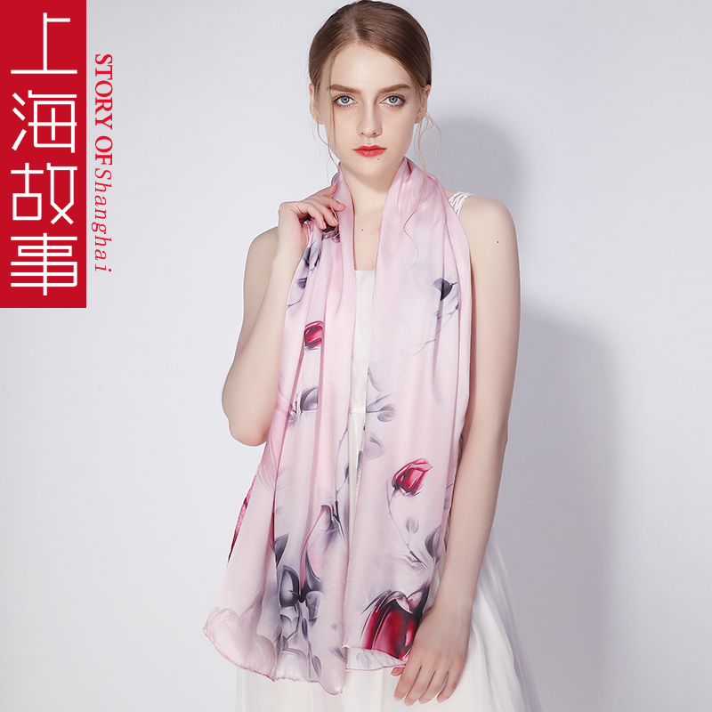 上海故事桑蚕丝高级丝绸高端丝巾女妈妈送客户长辈真丝围巾礼盒装