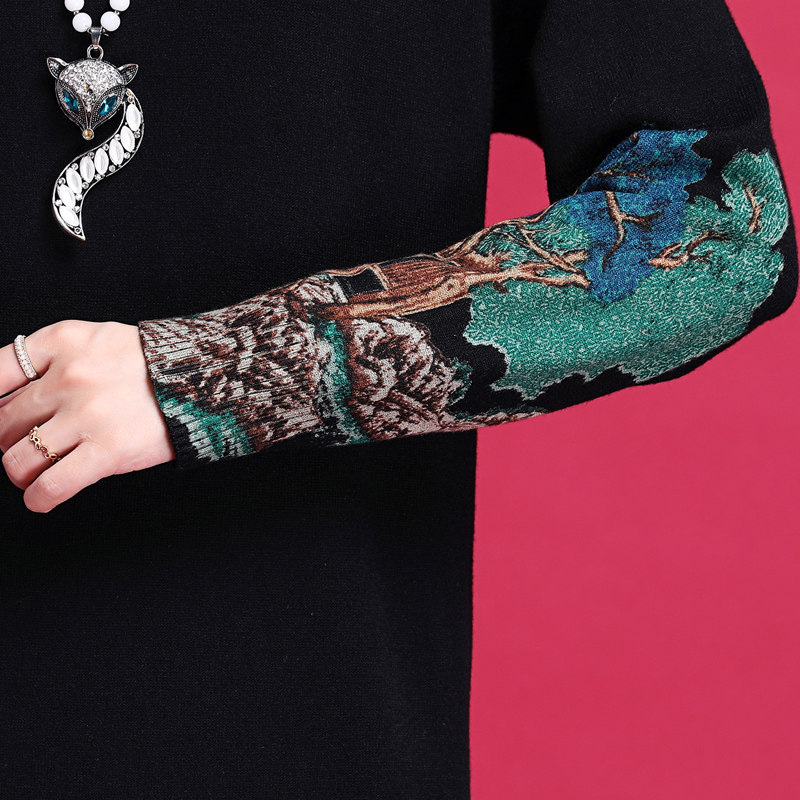 低圆领毛衣裙秋冬中长款新款连衣裙 蓓姿曼连衣裙