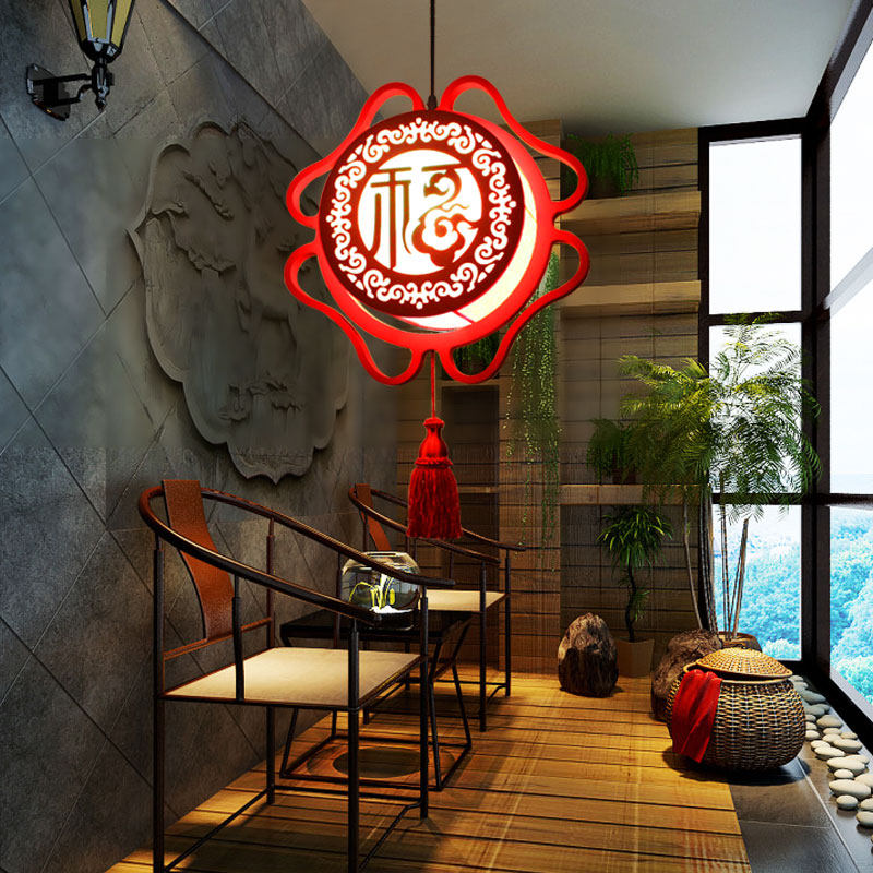 中式阳台吊灯过道走廊红灯笼灯双喜店铺仿羊皮古典创意中国风led,淘宝优惠券,粉丝福利购,淘宝优惠卷