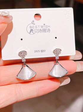 925银针明显同款扇形耳环