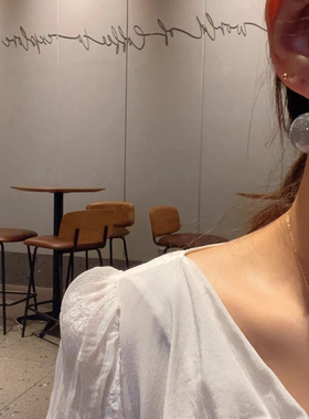 韩国东大门女珠光灰色夸张大珠珠显瘦百搭耳饰港风耳钩个性大球球