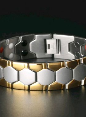 防辐射手链男士磁锗石高级感小众高档霸气钛钢时尚个性潮流首饰宽