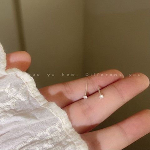 S925银针精致小巧设计感耳钉女小众高级感养耳洞免摘耳骨耳棒耳饰 - 图3