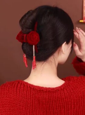 铂思亚新年红色暴富抓夹女浪漫国