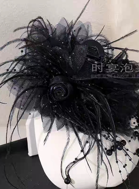 满天星花朵羽毛蓬松抓夹显发量头饰后脑勺鲨鱼夹公主头发卡夹子女