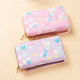 Women's Long Printed Heart Double Zipper Wallet