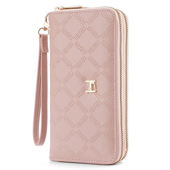 Double zipper long Korean style mobile phone bag for women