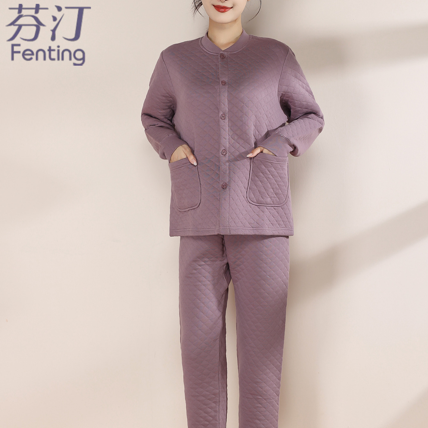 妈妈纯棉睡衣睡裤女夹棉加厚中老年保暖内衣开衫家居服套装老人冬,淘宝优惠券,粉丝福利购,淘宝优惠卷