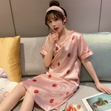 Летняя шелковая милая тонкая сексуальная шифоновая пижама, короткий рукав, большой размер, в корейском стиле
