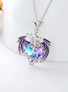 儿童项链彩色镶钻飞龙颈链饰品