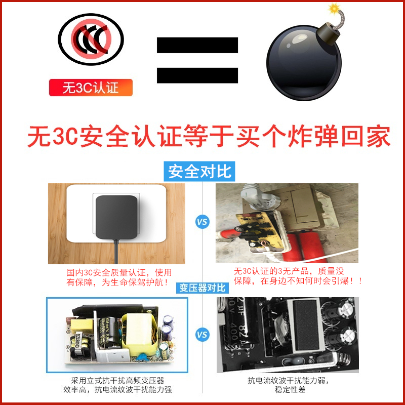 3C认证Typec插口电源适配器扁头充电线5V9V12V通用树莓派3/4B显示屏模块1/2/3A音响上网本平板电脑台灯风扇 - 图0