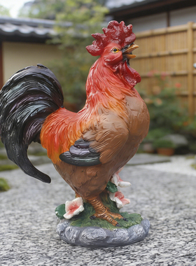 仿真大公鸡雕塑生肖动物模型摆件