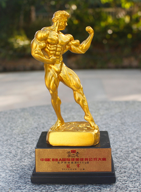 健美人物摆件深蹲健身房装饰品