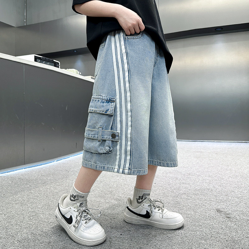 男童牛仔短裤夏装2025新款夏款中裤儿童夏季薄款男孩宽松五七分裤,淘宝优惠券,粉丝福利购,淘宝优惠卷