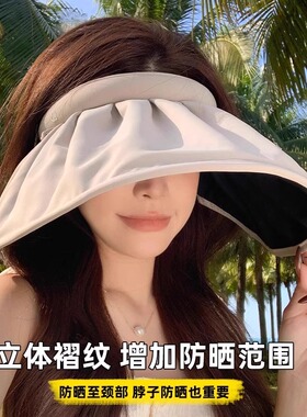 【升级黑胶】大檐空顶防晒帽