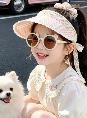 女童夏季空顶加大帽檐防晒帽
