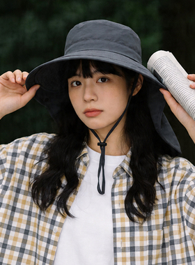 女夏大檐防晒护颈可折叠渔夫帽