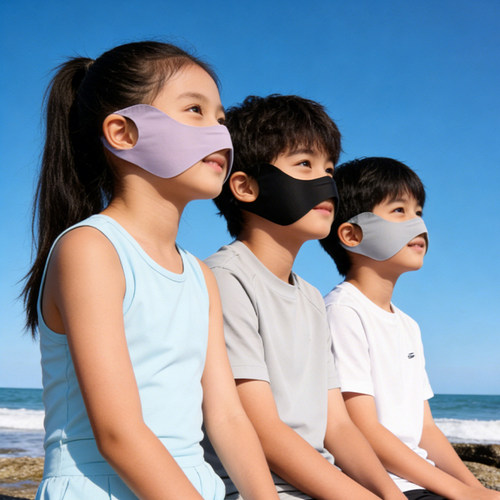 儿童蝴蝶防晒面罩夏季露口鼻防紫外线遮阳口罩户外冰丝凉感护眼角 - 图2