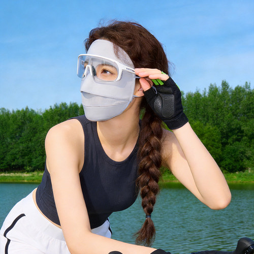 骑车防晒面罩不贴脸女春夏骑行公路车防紫外线全脸冰丝口罩脸基尼 - 图2