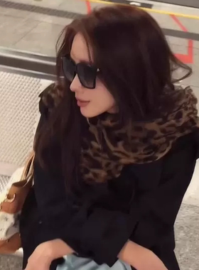 美式复古辣妹风豹纹围巾