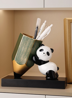 贝汉美可爱熊猫笔筒摆件