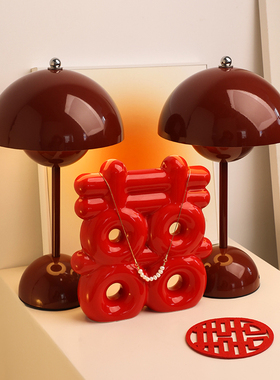 陶瓷红色双喜摆件结婚礼物