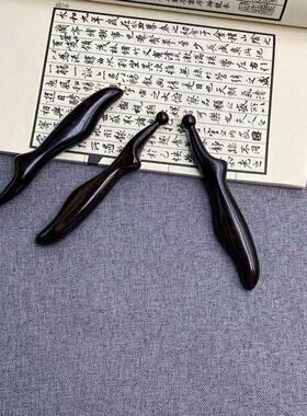 紫光檀木质按摩拨筋棒多功能经络疏通工具点穴位笔多功能后背足疗