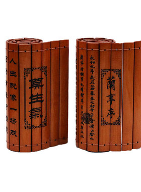 新款阴雕竹简空白道具油漆竹制竹书景区旅游竹木工艺品厂家