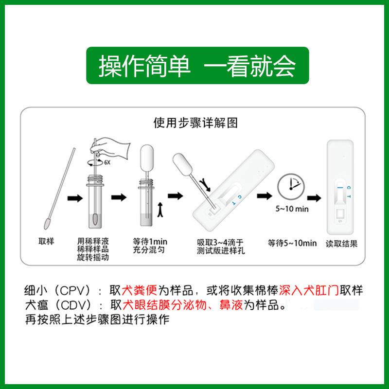 艾力德狗狗细小试纸狗瘟cdv犬瘟热试纸cpv病毒检测板宠物测试卡套 - 图2