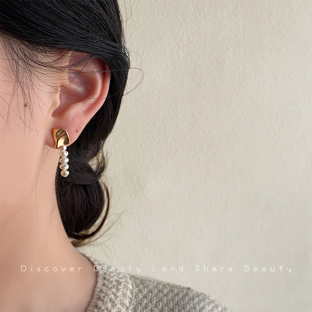 巴洛克天然珍珠耳环女法式复古气质耳钉小众高级感轻奢手作耳饰品-图1