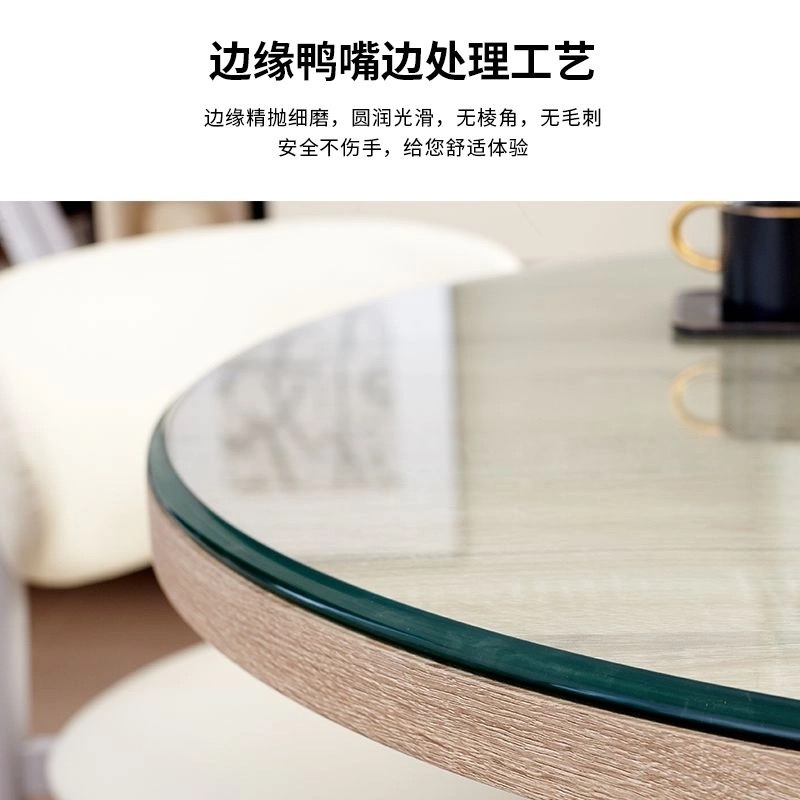 汽车级圆形钢化玻璃桌面酒店圆玻璃片大圆桌茶几圆转盘耐高温防爆 - 图0