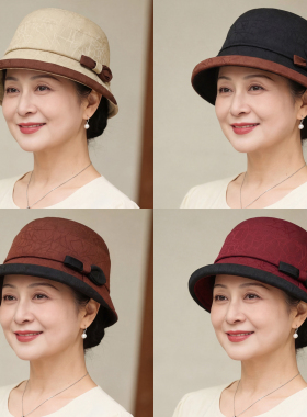 中老年帽子女妈妈洋气渔夫帽