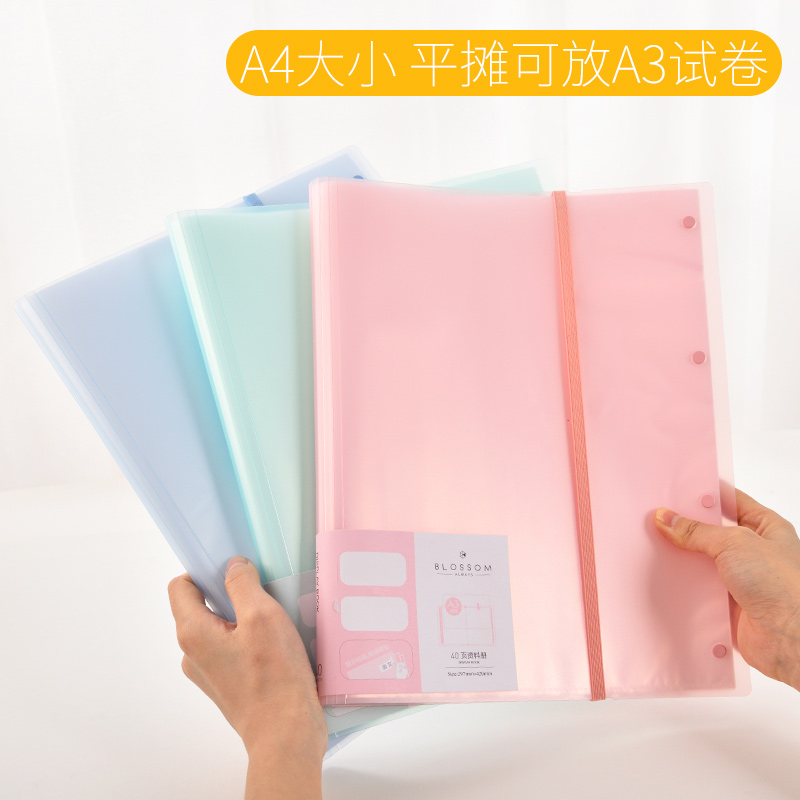 deli得力添耀专卖店得力A3试卷夹学生用小清新透明文件夹初中生高中生卷子试卷收纳袋文件夹多层插页资料册书夹子试卷夹整理袋0