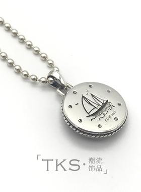 925银镶嵌一帆风顺情侣罗盘项链