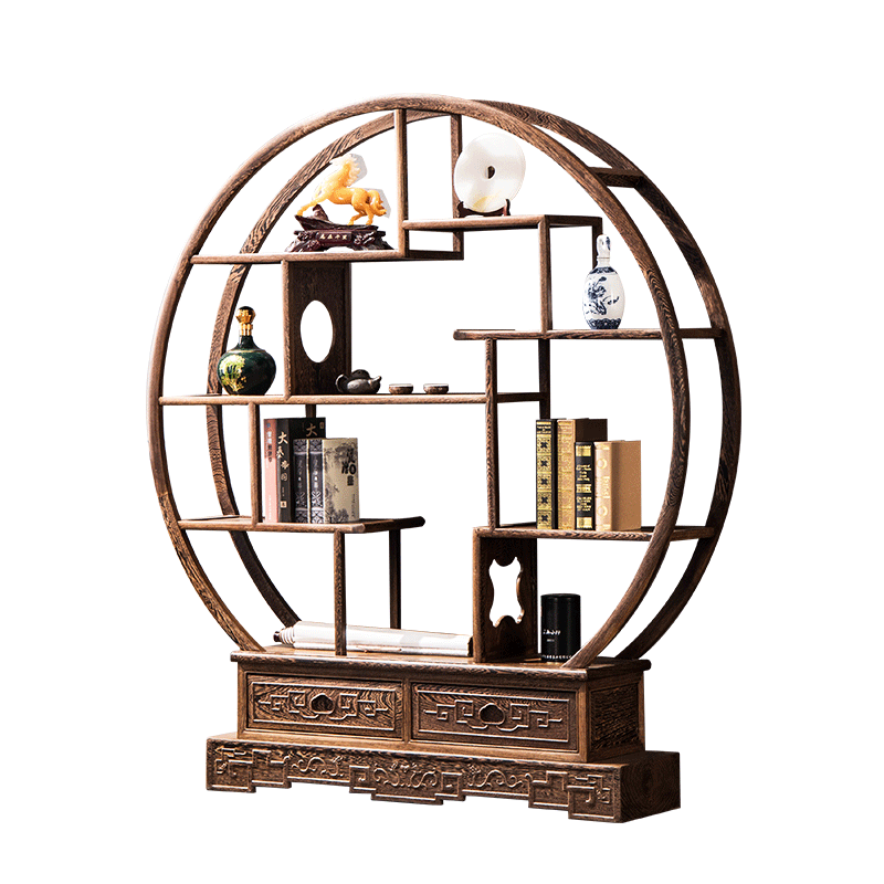 Bogu Frame Round Living Room Tea Room Solid Wood Antique Frame Chinese Partition Display Rack Chicken