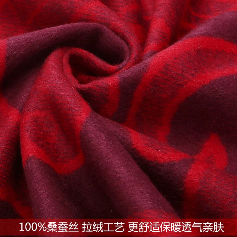 高档中老年妈妈秋冬老人桑蚕丝围脖 甄之桑围巾/丝巾/披肩